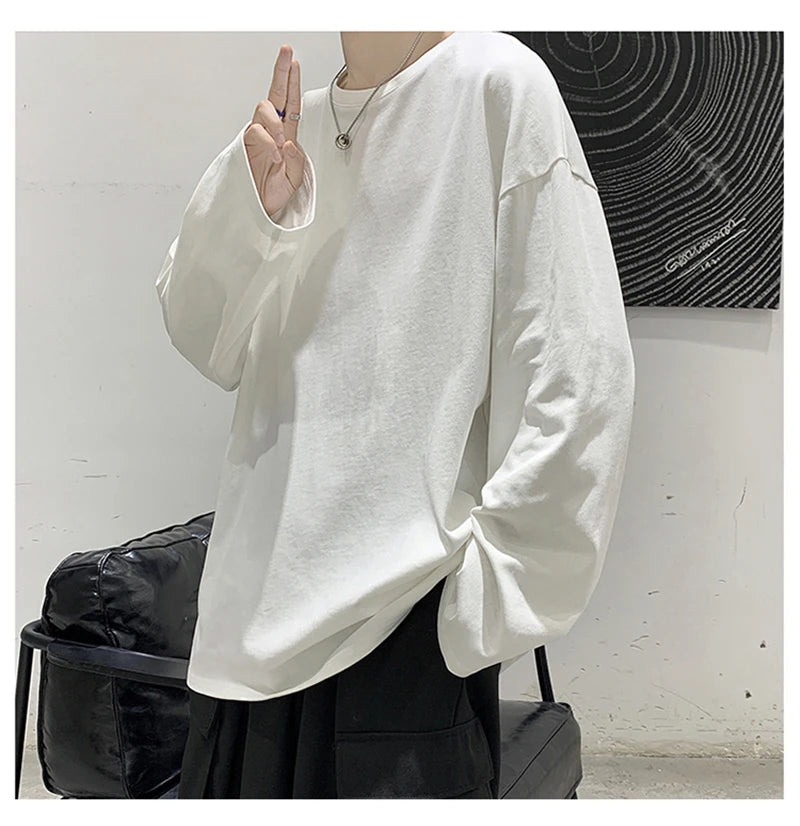COTTOFLEX™ Oversize Cotton Long Sleeve Unisex T-Shirt Casual Pure Color Top for Men and Women