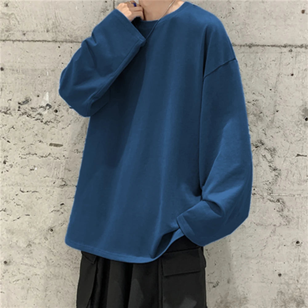 COTTOFLEX™ Oversize Cotton Long Sleeve Unisex T-Shirt Casual Pure Color Top for Men and Women