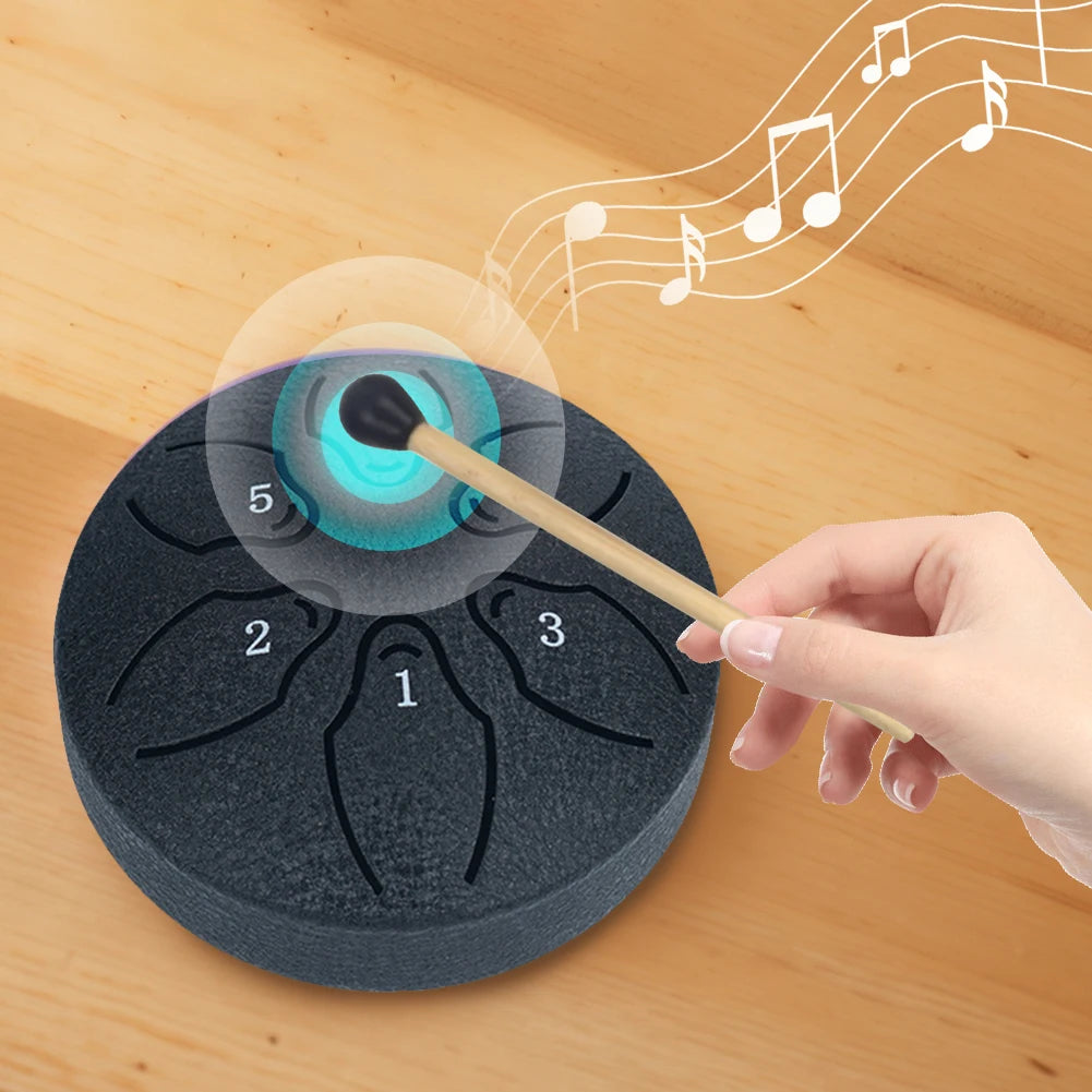 MAKE IT RAIN™ 3 Inches 6 Notes Steel Tongue Drum Outdoor Rain Drum Instrument Mini Hand Drum Ethereal Drum Sticks Musical Percussion Drum