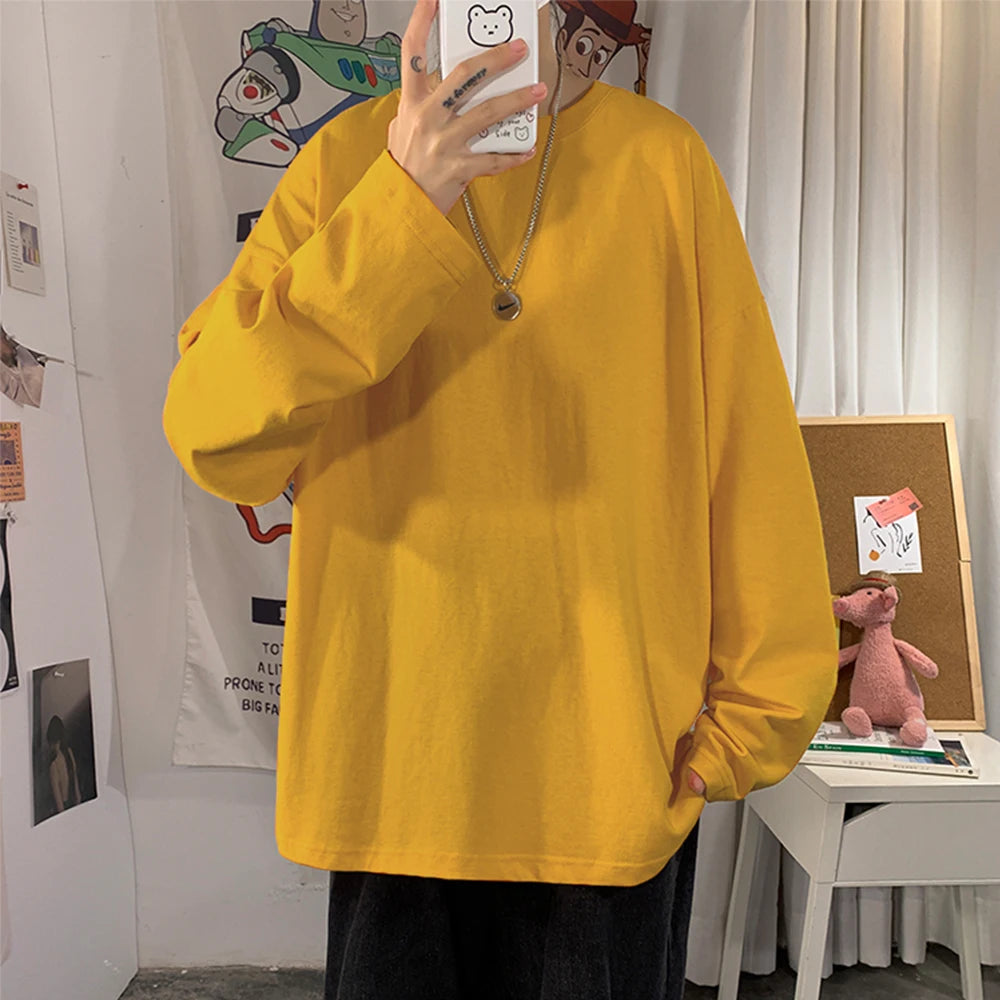 COTTOFLEX™ Oversize Cotton Long Sleeve Unisex T-Shirt Casual Pure Color Top for Men and Women