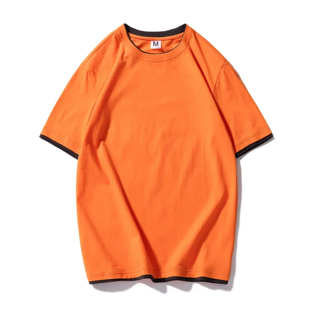 KB™️ new T SHIRT short sleeve men solid t-shirt o-neck soft solid cotton elastic breathable men t-shirt