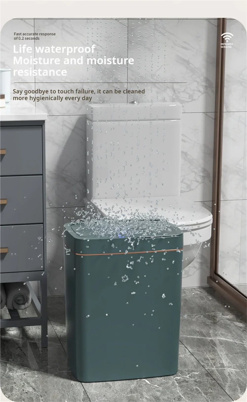 LZJV™ |15L NEW Smart Trash Can Automatically Open, Touch-Free Smart Sensor, Sensing Garbage Can and Waterproof, For Bathroom/Kitchen/Bedroom