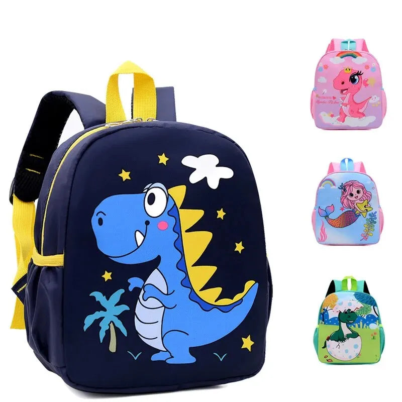 Cartoon ™ Cute Dinosaur/Mermaid Printed Schoolbags Trendy Waterproof Kindergarten Primary School Bookbag Student Backpack