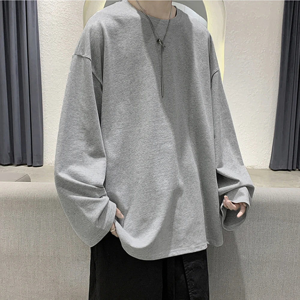 COTTOFLEX™ Oversize Cotton Long Sleeve Unisex T-Shirt Casual Pure Color Top for Men and Women
