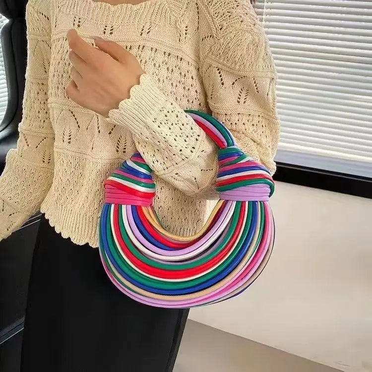LUXEWEAVE™ | 2024 Women’s Luxury Handwoven Rope Knot Hobo Bag – Gold & Silver Designer Evening Clutch