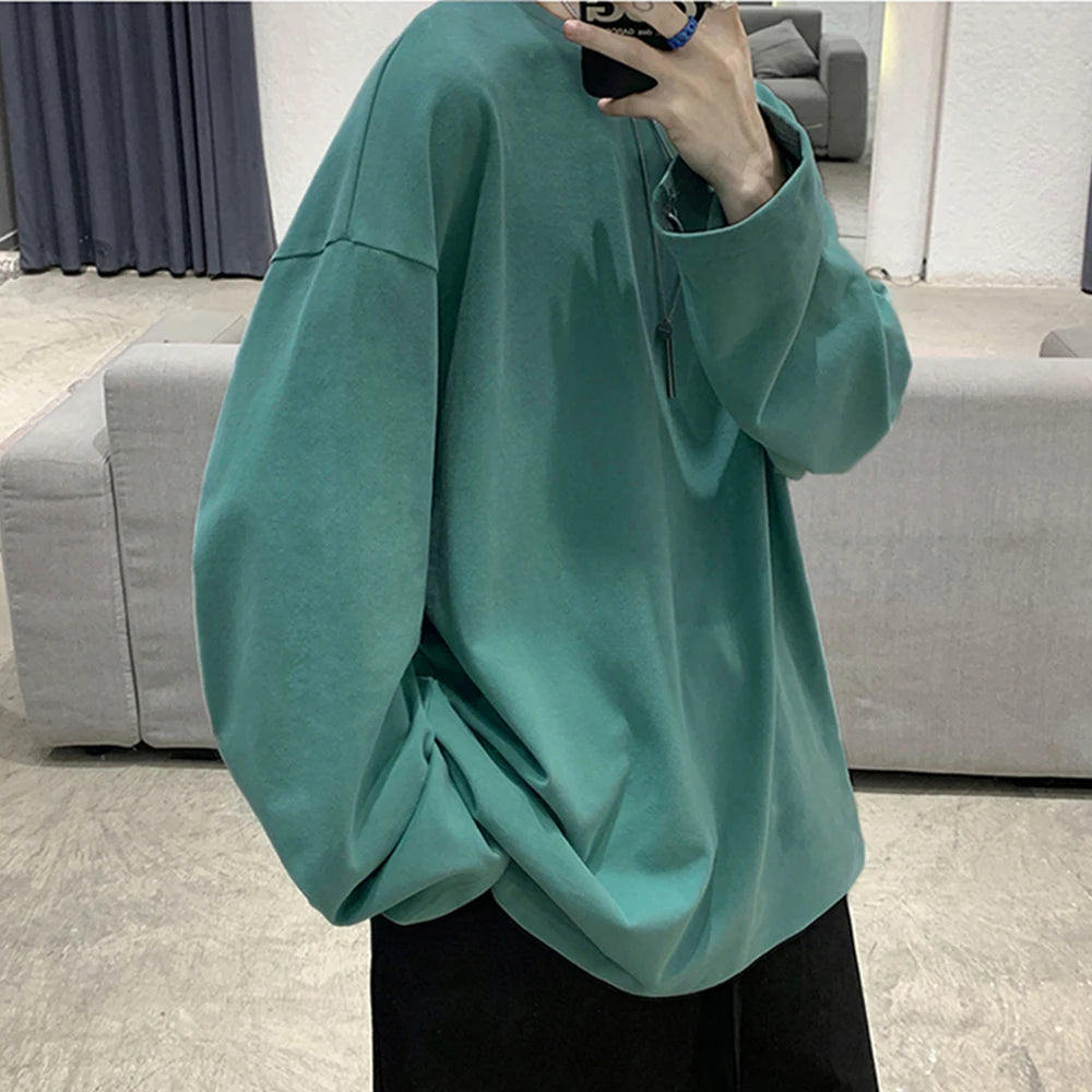 COTTOFLEX™ Oversize Cotton Long Sleeve Unisex T-Shirt Casual Pure Color Top for Men and Women
