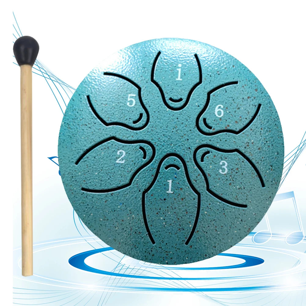 MAKE IT RAIN™ 3 Inches 6 Notes Steel Tongue Drum Outdoor Rain Drum Instrument Mini Hand Drum Ethereal Drum Sticks Musical Percussion Drum