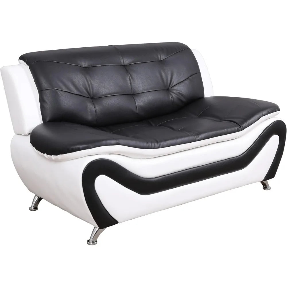 COZYREST™ Sofa Living Room, 3 Piece Modern Faux Leather Sofa Set, Simple Assembly Required Button Tufted Couch Sofa Furniture, Sofas