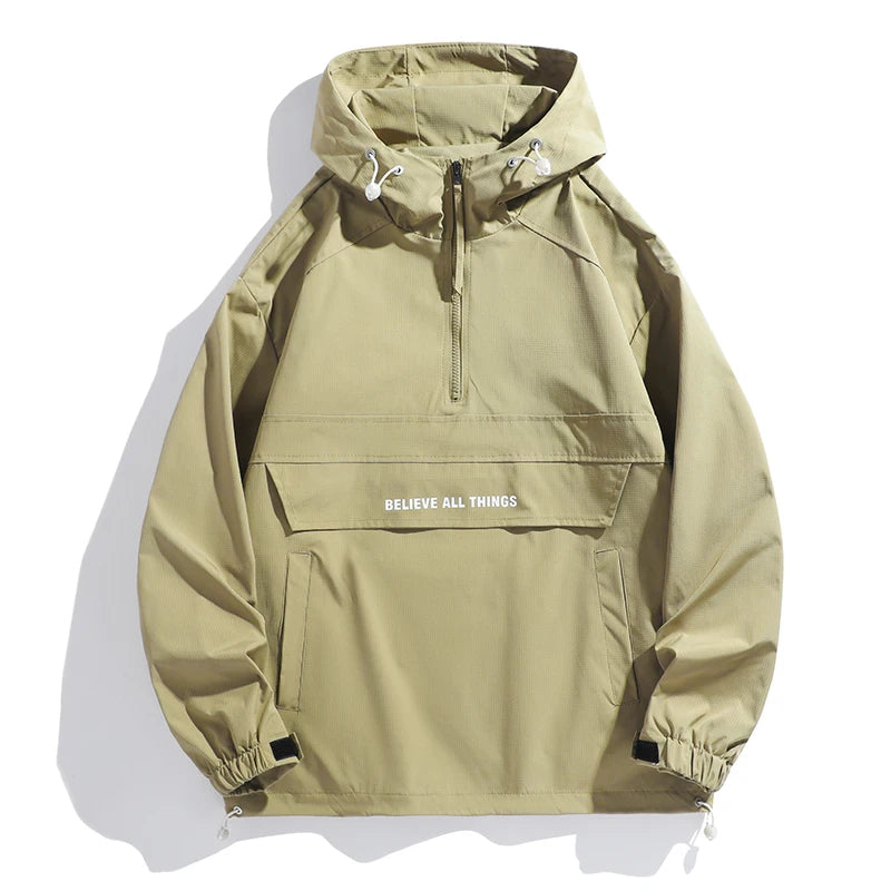 BLAZR ™New Hoodie Men Spring/winter Autumn Waterproof Casual Versatile Streetwear Fashion Loose Pullover Half Zip Hooded Jacket/street wear/fashion clothes, Sweatshirt, Pullover jacket Men's casual ja