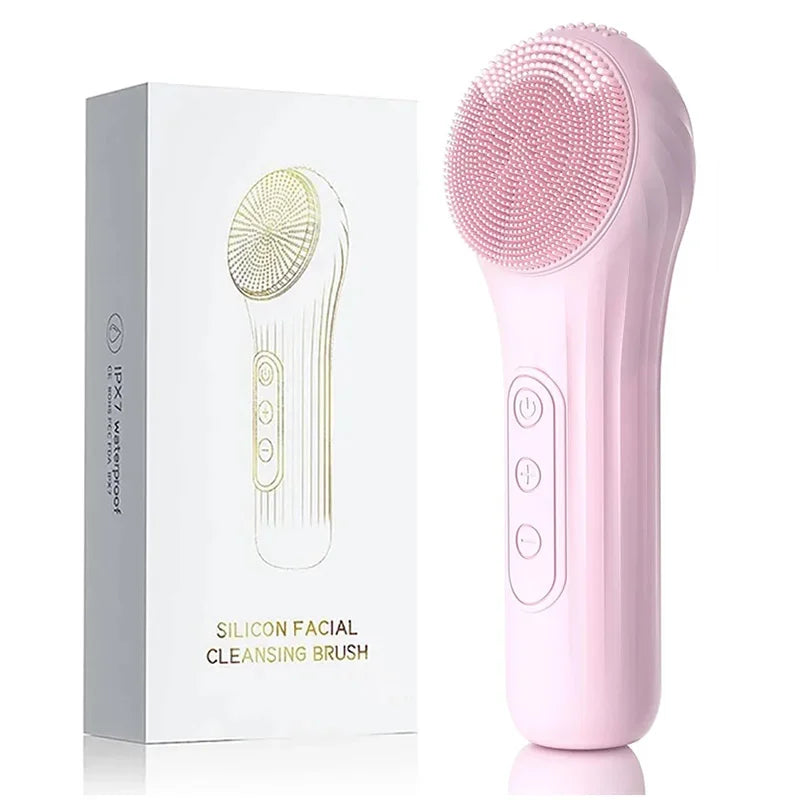 OXIFACE ™ Sonic IPX7 Waterproof Facial Cleaning Brush Device Silicone Face Scrubber Exfoliator Cleaner Vibration Massager Deep Cleaning, waterproof & rechargeable