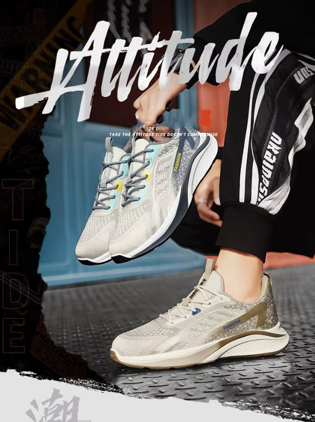 SHOOVI ™ Men's Casual Shoes Men's Fashionable All-Matching Sneakers Men's Shoes Flying Woven Breathable Mesh Cloth Shoes, Anti slip,