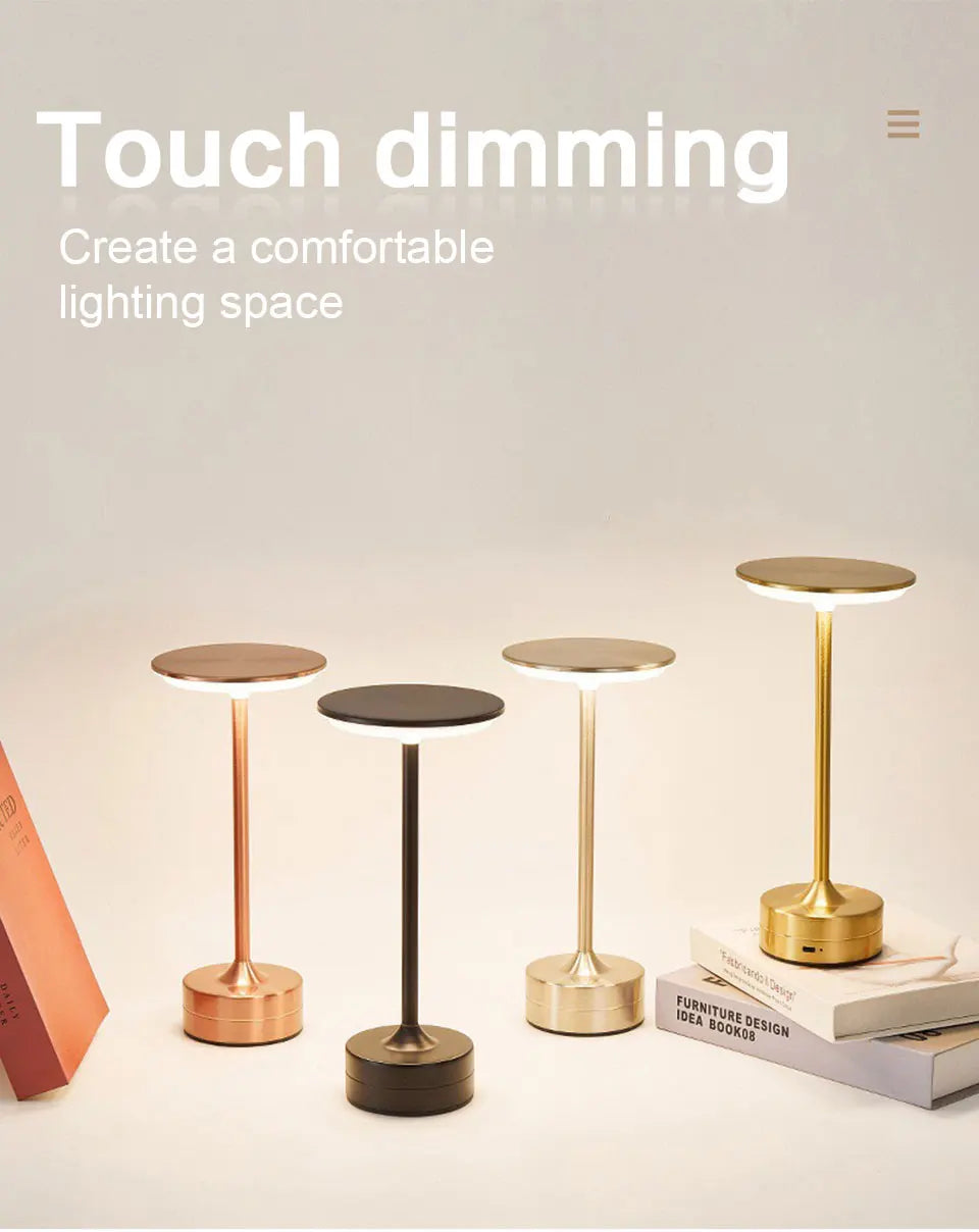 FEIE™ |LED Table Lamp, Touch Sensor Night Light, USB, Rechargeable Portable Bedroom Night Light, Wireless Reading Lamp