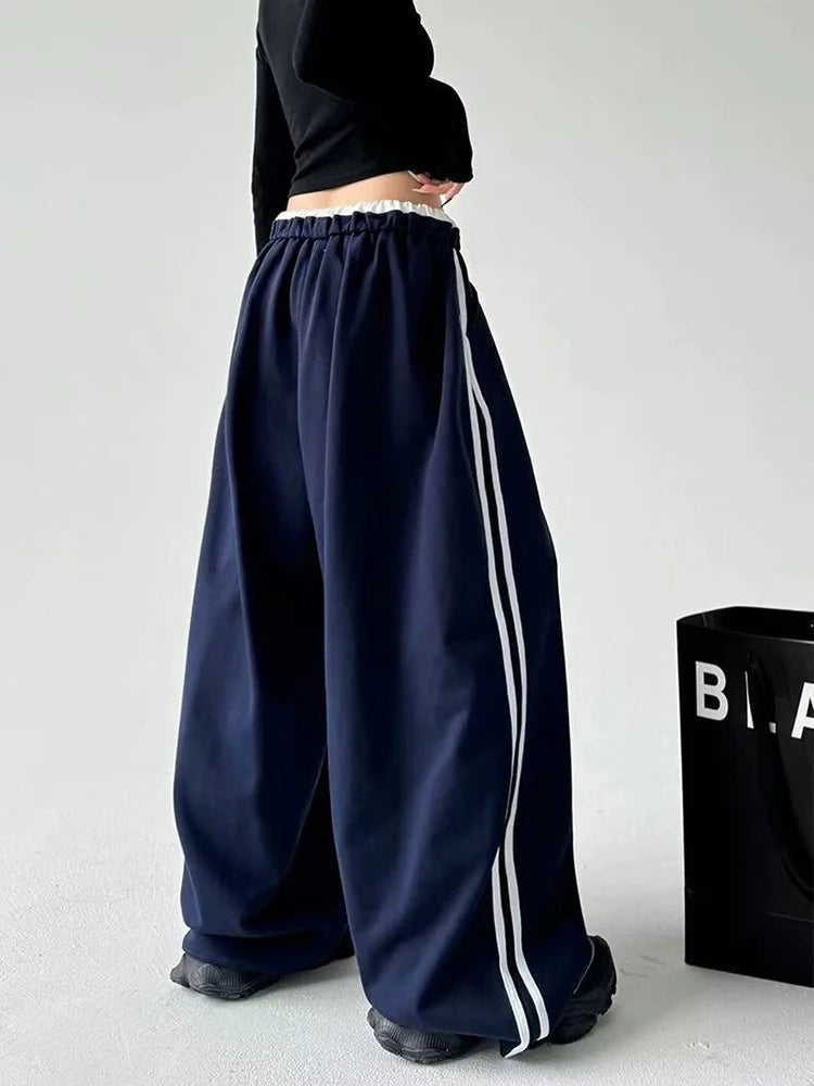 STYLER™️NEW 2025 Women Sweatpants Fashion Streetwear Oversized All Match Wide Leg Pants High Waist Patchwork Casual Straight Trousers