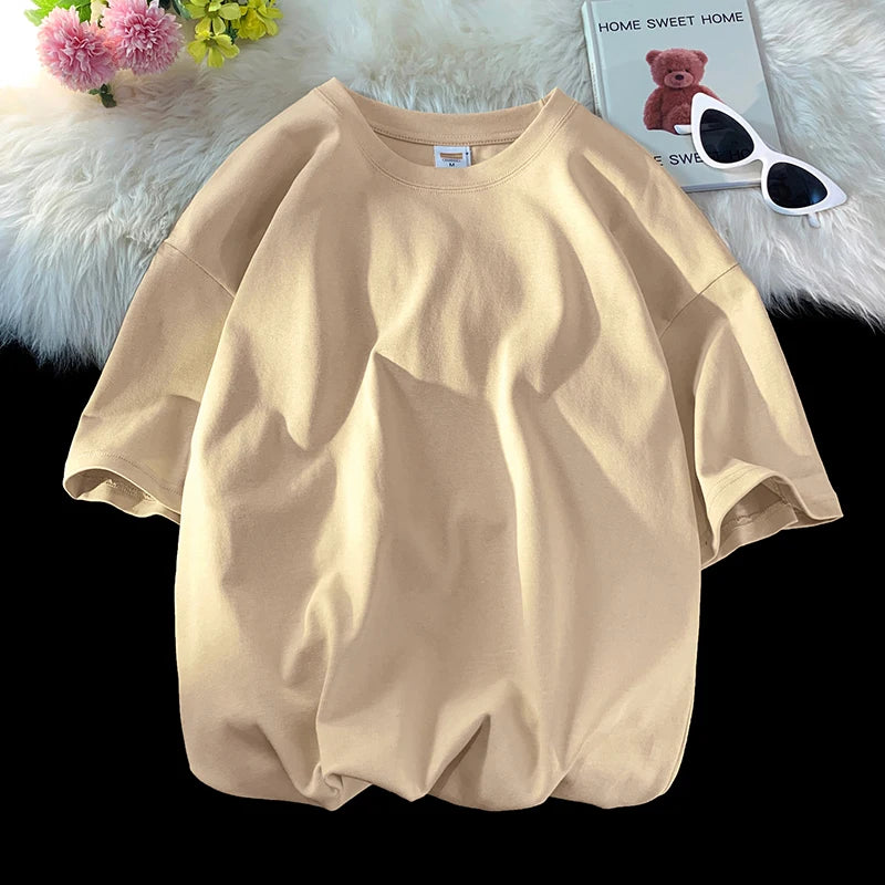 URBANEDGE™ Oversized Summer Short Sleeve Men's T Shirt New Fashion Solid Color Loose Fit O-Neck Casual Cotton Top Hip Hop Streetwear Baggy Tees Plus Size 5XL