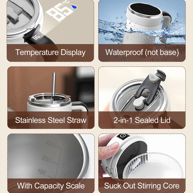 HUG IN A MUG™ |Automatic Stirring Cup, Rechargeable, Magnetic Mixer, Stainless Steel Coffee Mug