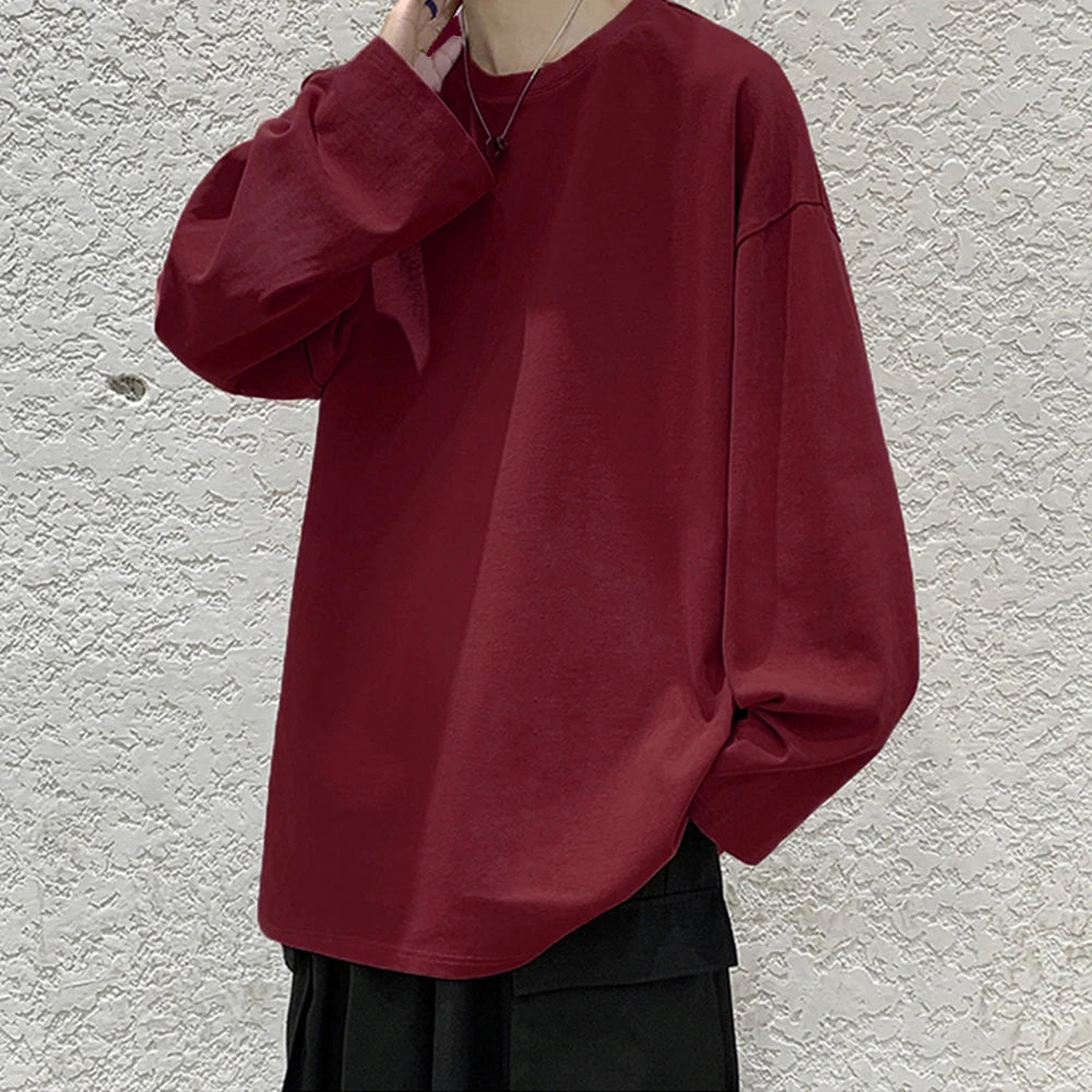 COTTOFLEX™ Oversize Cotton Long Sleeve Unisex T-Shirt Casual Pure Color Top for Men and Women