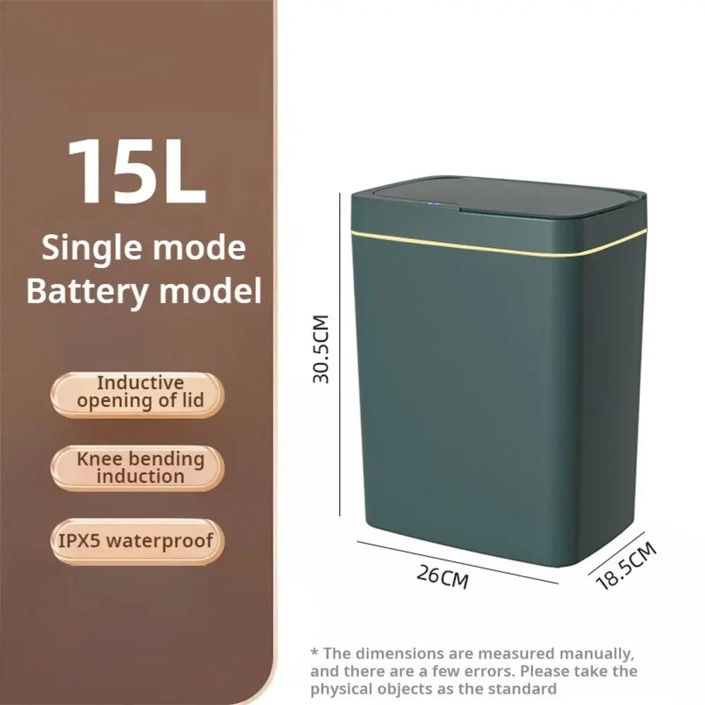 LZJV™ |15L NEW Smart Trash Can Automatically Open, Touch-Free Smart Sensor, Sensing Garbage Can and Waterproof, For Bathroom/Kitchen/Bedroom