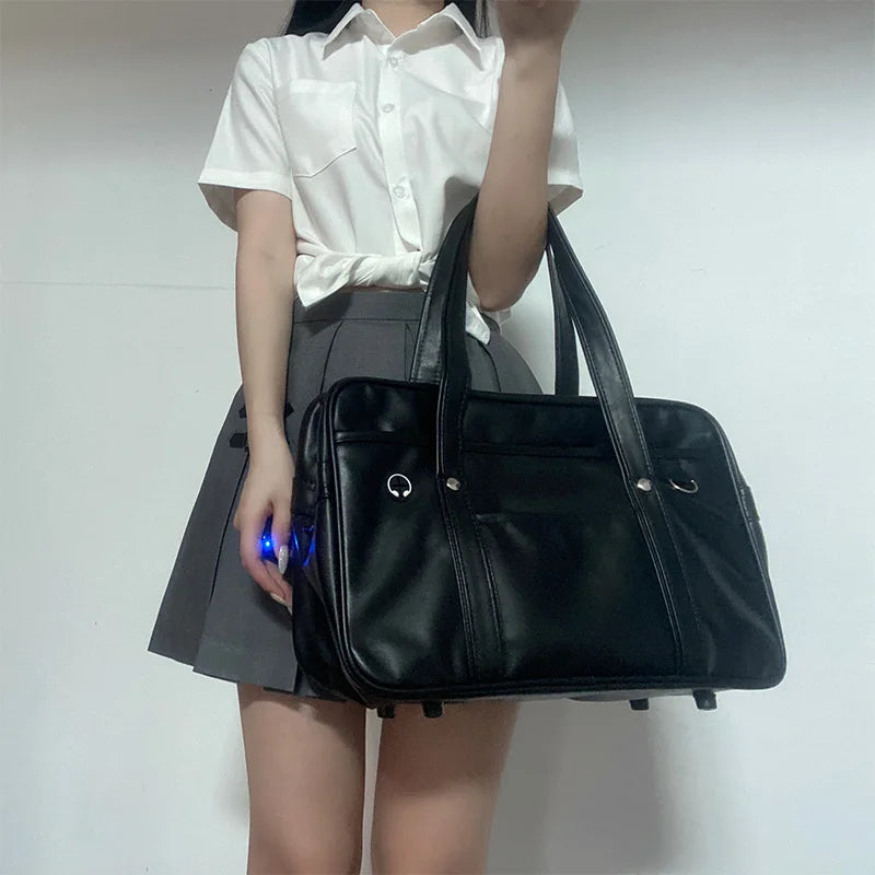 STUDENT JK™ | Waterproof PU Leather Shoulder & Backpack – Unisex Uniform Bag for School, Work & Official Documents