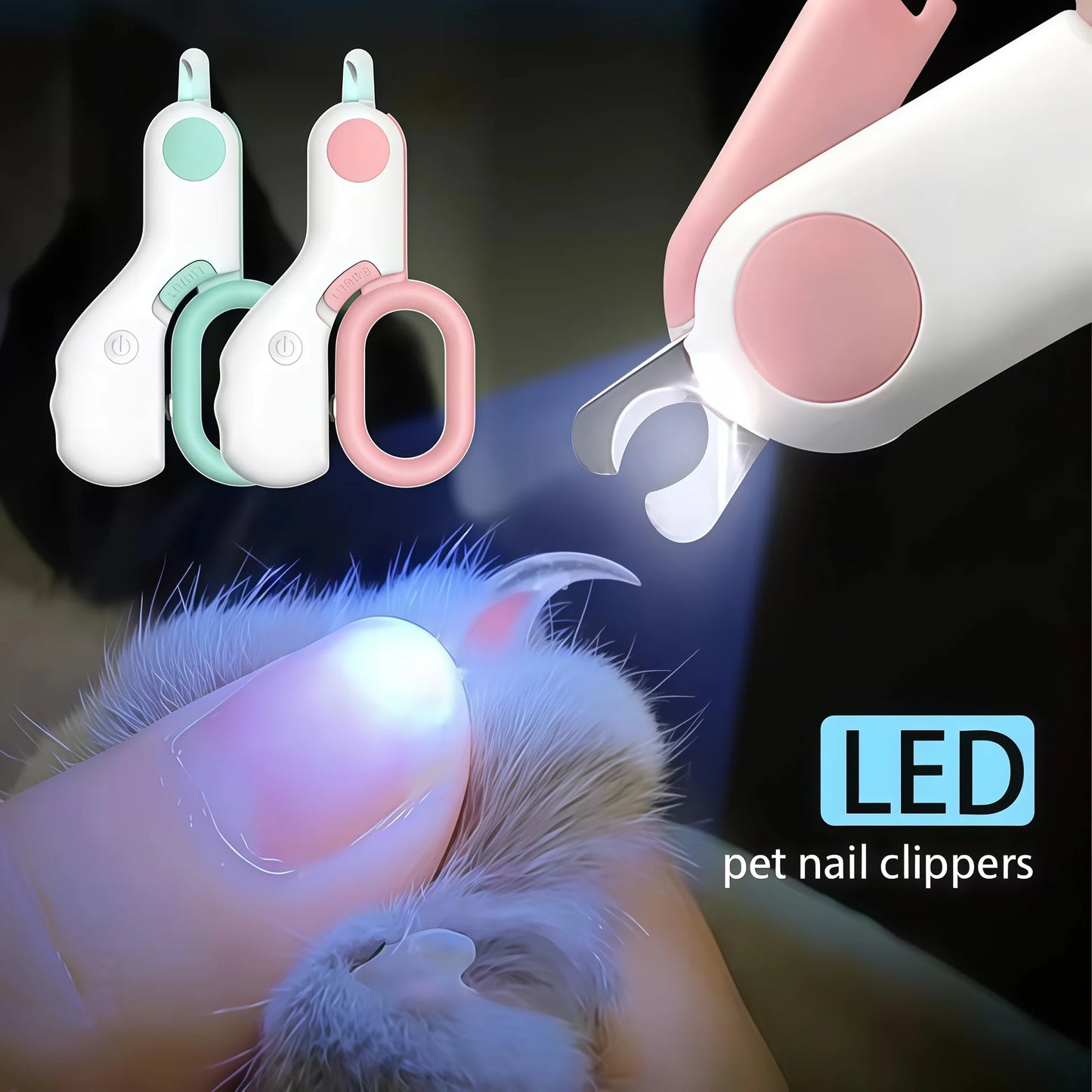 PURUCLIPPING™ LED Light Cat/Dog Nail Clipper, Professional Pet Claw Clipper/Trimmer with Safety Lock