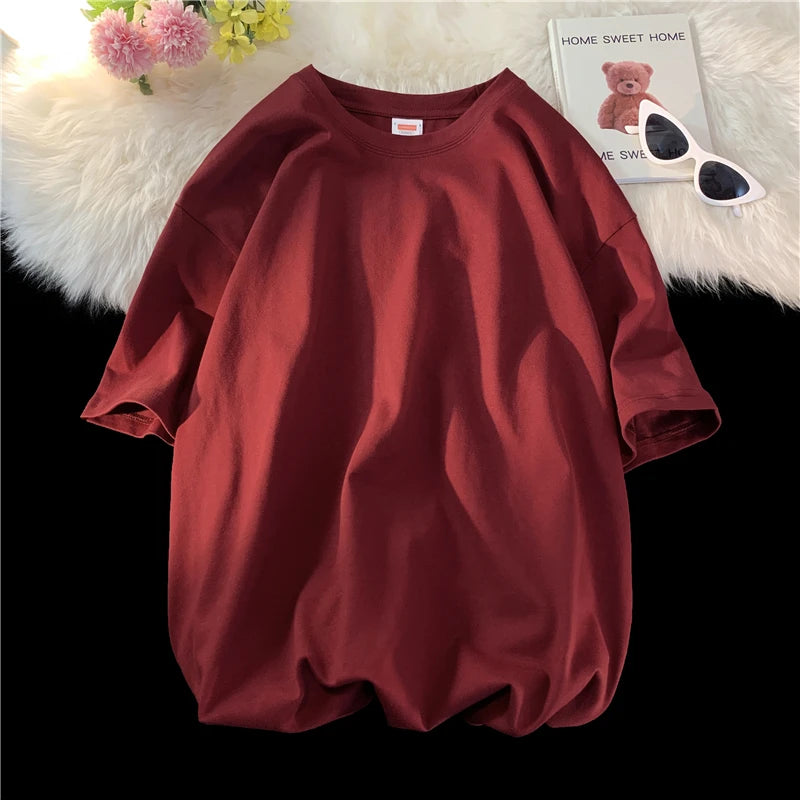 URBANEDGE™ Oversized Summer Short Sleeve Men's T Shirt New Fashion Solid Color Loose Fit O-Neck Casual Cotton Top Hip Hop Streetwear Baggy Tees Plus Size 5XL