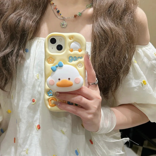 iPhone™ Case Fun and cute little white duck phone case suitable for iPhone 16 15 14 13 12 11 Pro Max anti drop phone protective case