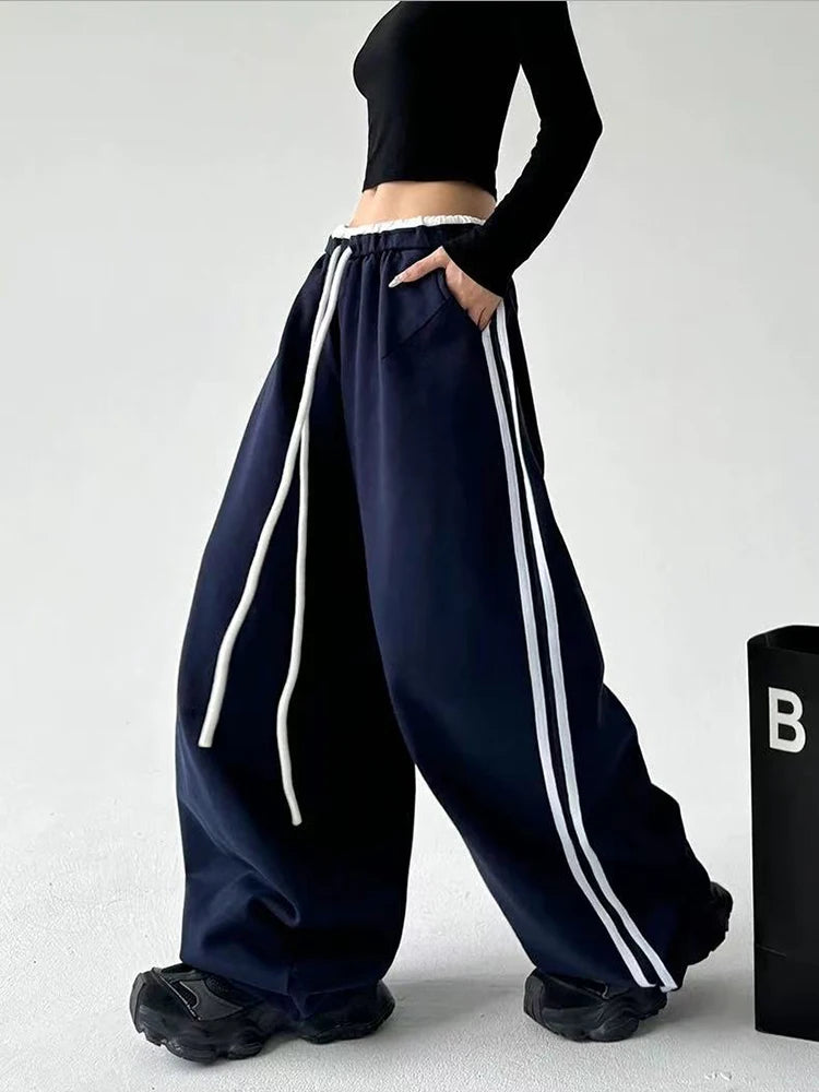 STYLER™️NEW 2025 Women Sweatpants Fashion Streetwear Oversized All Match Wide Leg Pants High Waist Patchwork Casual Straight Trousers