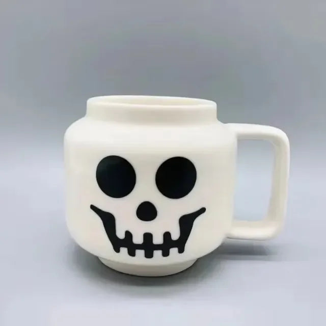 250ML Cartoon Ceramic Mug Expression Creative Coffee Milk Tea Water Cup Funny Smile Children Breakfast Cup Household Drinkware , silly, winking, happy, Skelton