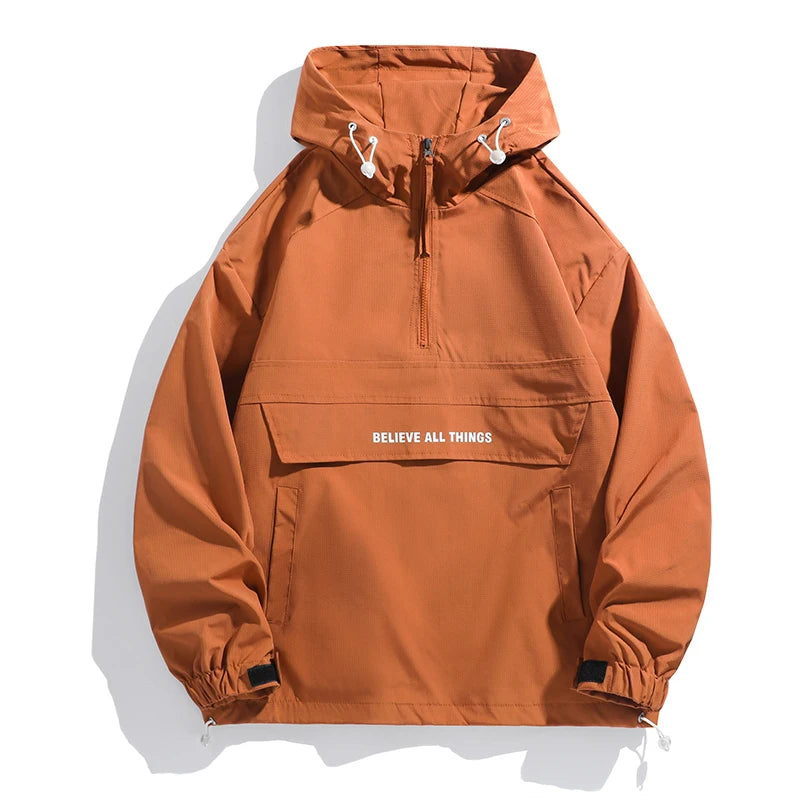 BLAZR ™New Hoodie Men Spring/winter Autumn Waterproof Casual Versatile Streetwear Fashion Loose Pullover Half Zip Hooded Jacket/street wear/fashion clothes, Sweatshirt, Pullover jacket Men's casual ja