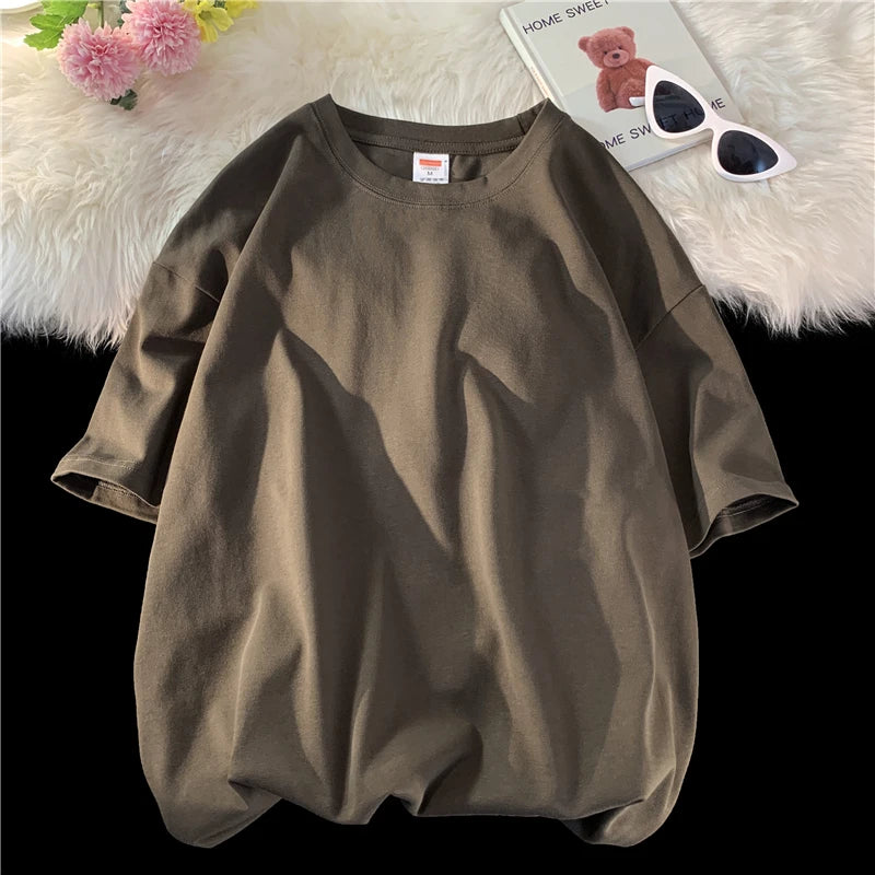 URBANEDGE™ Oversized Summer Short Sleeve Men's T Shirt New Fashion Solid Color Loose Fit O-Neck Casual Cotton Top Hip Hop Streetwear Baggy Tees Plus Size 5XL