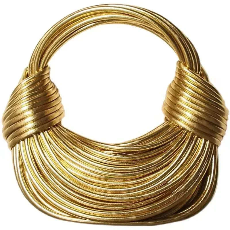 LUXEWEAVE™ | 2024 Women’s Luxury Handwoven Rope Knot Hobo Bag – Gold & Silver Designer Evening Clutch