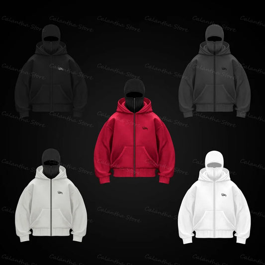 ALLACTIVITY™️Men's Balaclava Zip Hoodie Winter Warm Casual Sweatshirt with Hooded Face Mask Zipper Design Sports Jacket Outdoor Activities