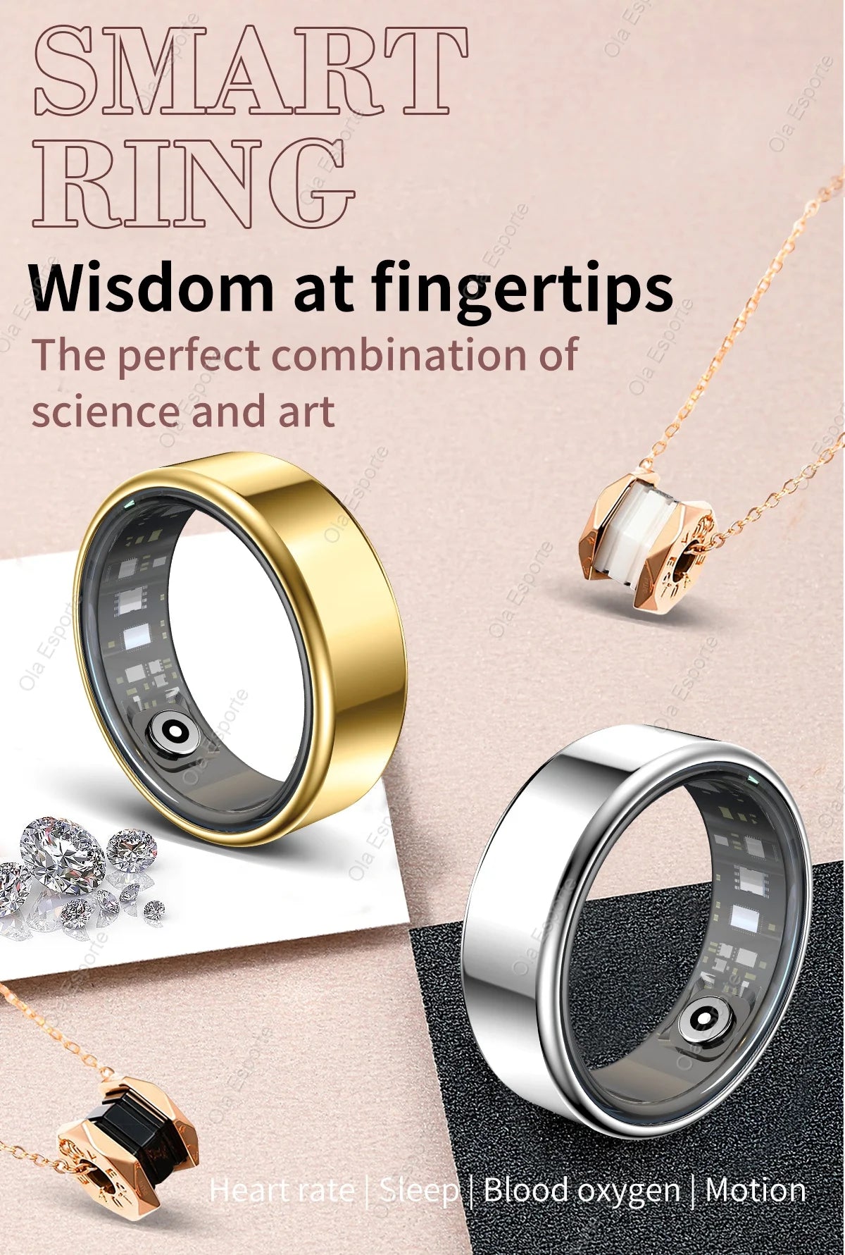 XIAOMI™ | 2025 New Smart Ring for Men and Women, Heart Rate and Blood Oxygen Monitor Smart Ring IP68 & 5ATM, Waterproof, Includes Multi-sport Mode