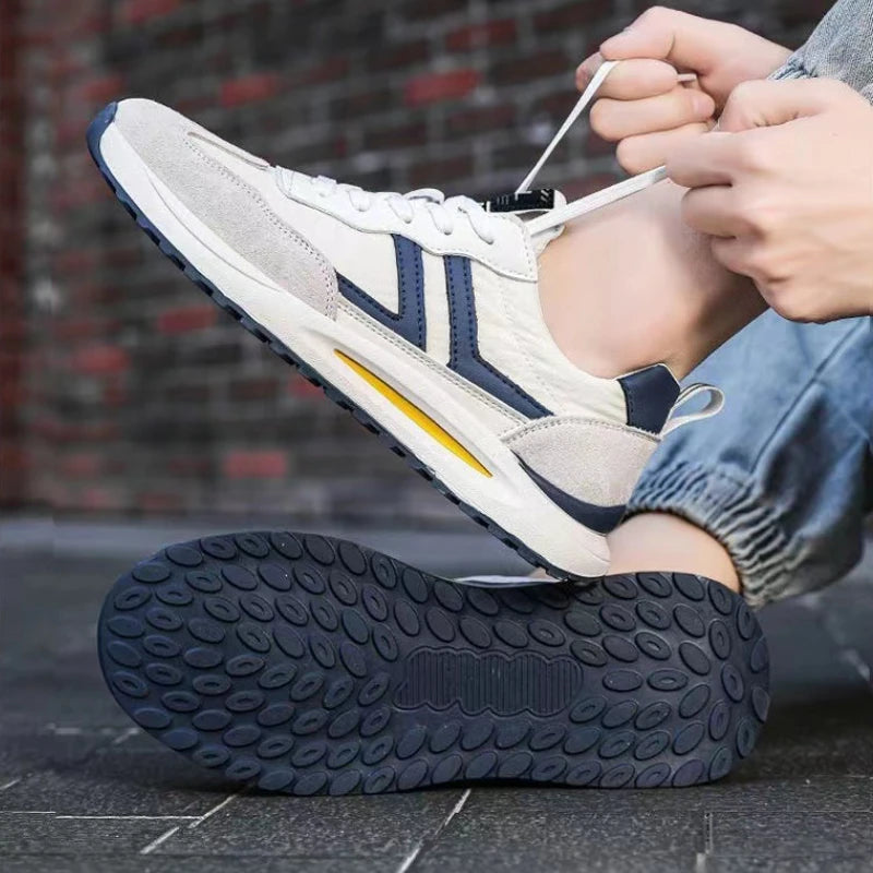 ZESTSTEP™ Men's Sneakers New Trend Fabric Breathable Casual Shoes Student Fashion Lace Up Thick Sole Lightweight Casual Running Shoes
