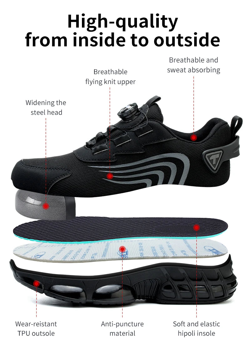 IRONSTEP™ | Men’s Rotary Button Work Shoes – Steel Toe, Anti-Puncture, Lightweight Sport-Style Footwear