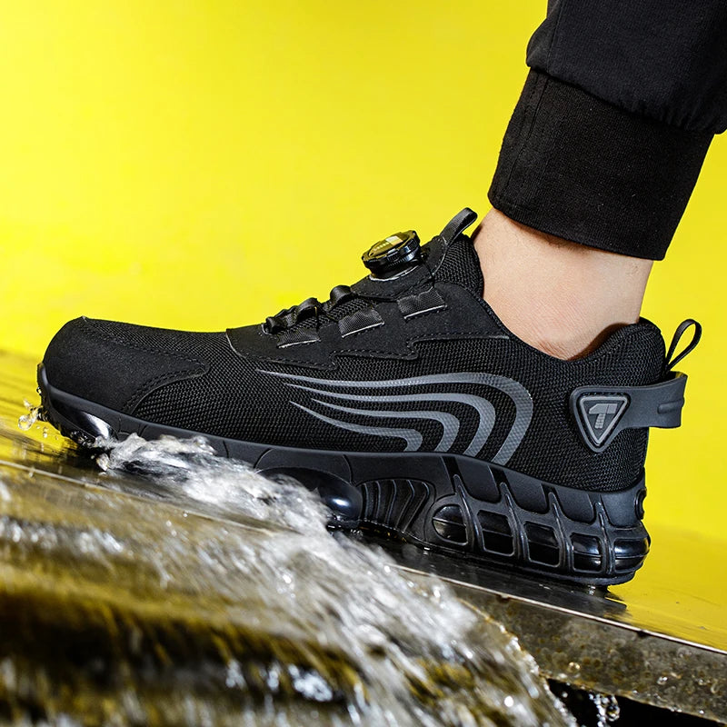 IRONSTEP™ | Men’s Rotary Button Work Shoes – Steel Toe, Anti-Puncture, Lightweight Sport-Style Footwear