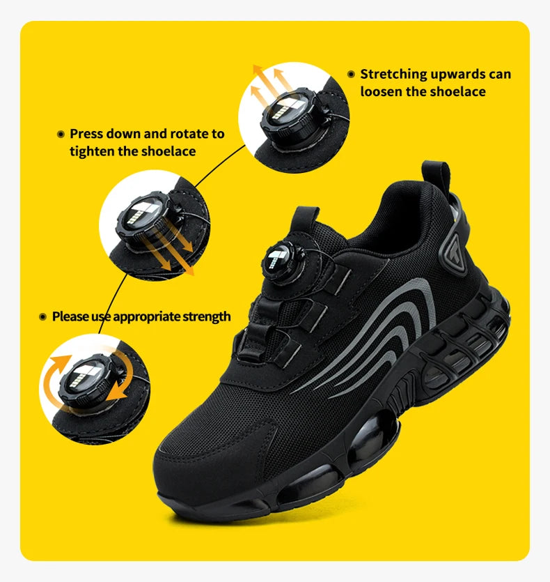 IRONSTEP™ | Men’s Rotary Button Work Shoes – Steel Toe, Anti-Puncture, Lightweight Sport-Style Footwear