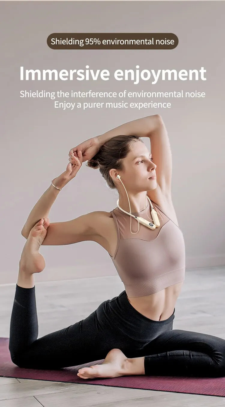 SWEET HEADPHONE SOUNDS™Neckband BT-12 Wireless Bluetooth Earphones Headphones Outdoor Sports Headset with Display Touch Control Earbuds for Music