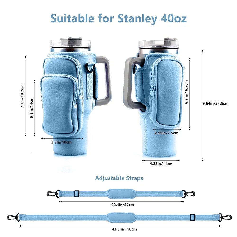 GUZZEL™ 30oz 40oz Insulated Water Bottle Cover for Stanley Cup with Pouch Adjustable Shoulder Strap Anti-fall Non-slip Washable Sleeve