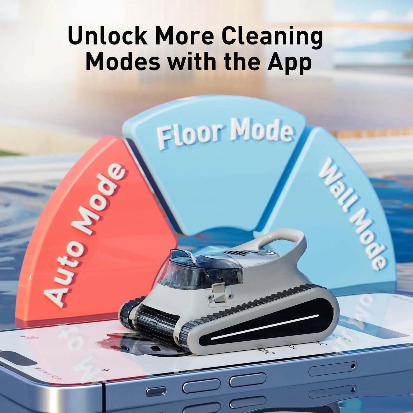 2025 New Robotic Pool Cleaner Seauto Crab Pro Cordless Robotic Cleaner, for Inground Pools up to 2000 Sq. ft, all and Waterline Cleaning Vacuum