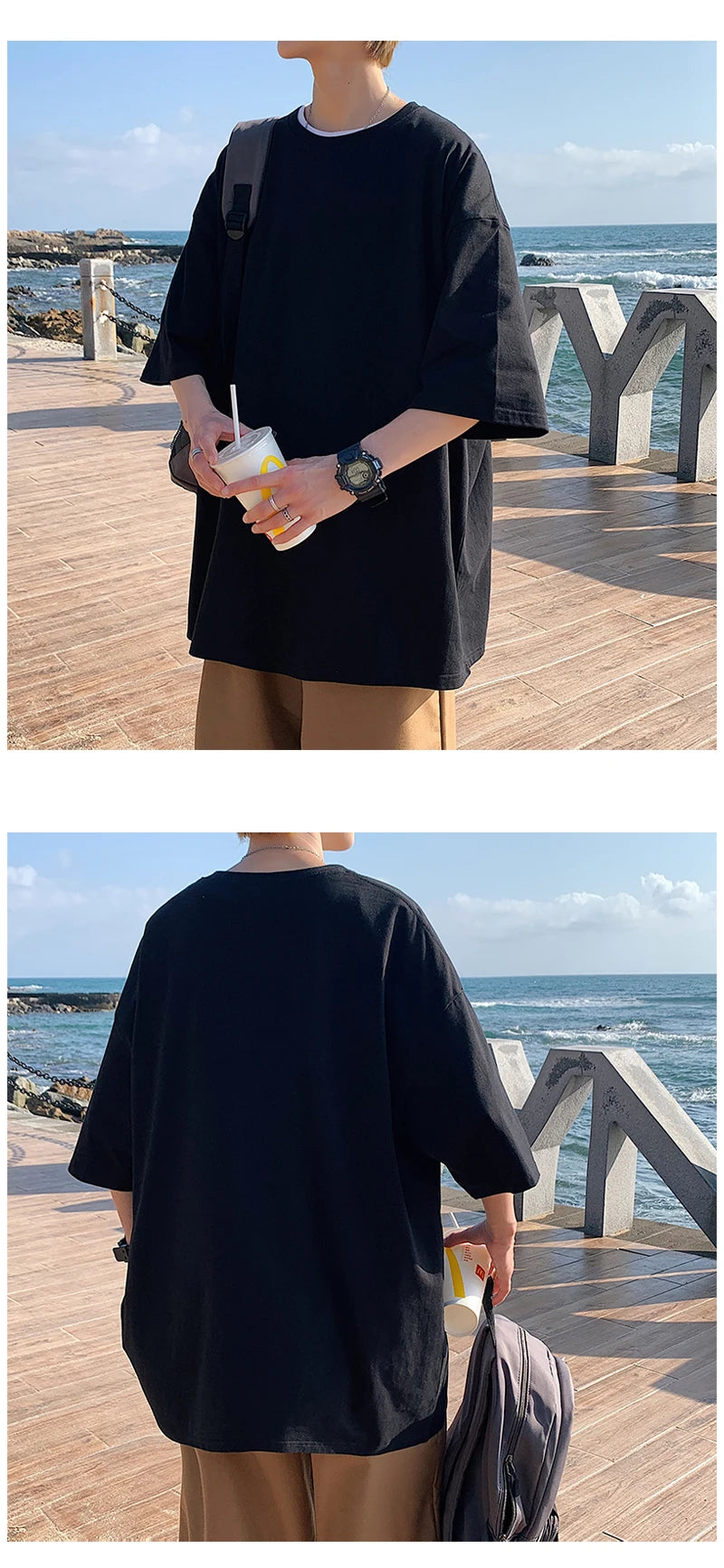 URBANEDGE™ Oversized Summer Short Sleeve Men's T Shirt New Fashion Solid Color Loose Fit O-Neck Casual Cotton Top Hip Hop Streetwear Baggy Tees Plus Size 5XL