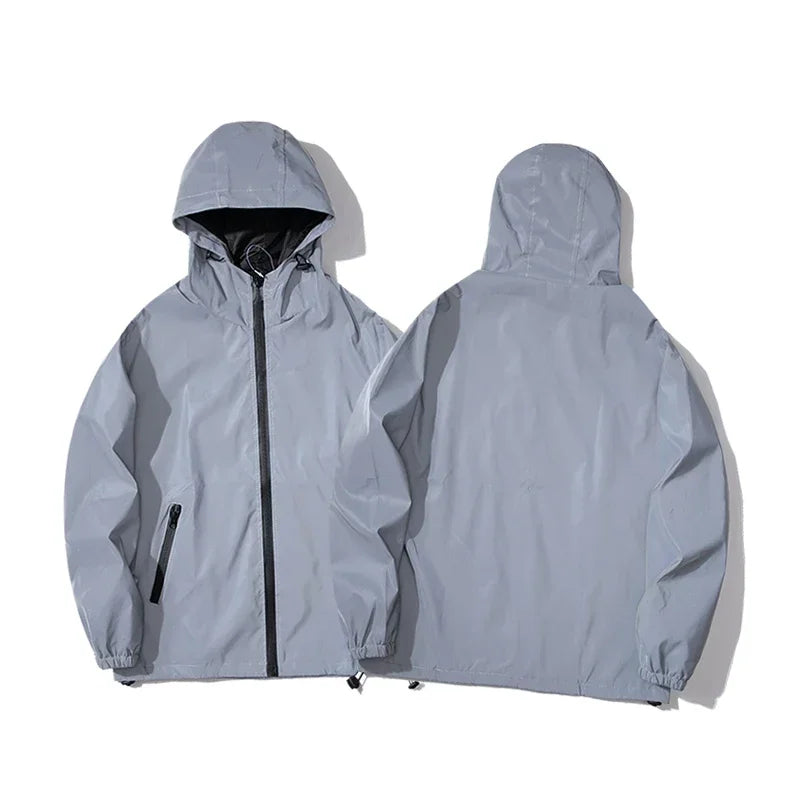 MIDNIGHT™ New Couple Night Reflective Clothing Solid Color Jacket Polyester Student Male Class Uniform Trendy Luminous Dancer Jacket