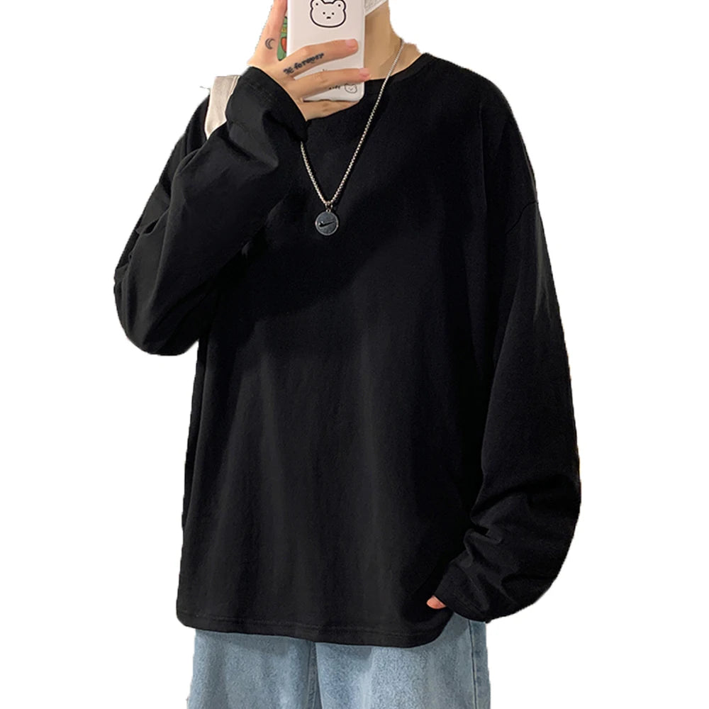 COTTOFLEX™ Oversize Cotton Long Sleeve Unisex T-Shirt Casual Pure Color Top for Men and Women