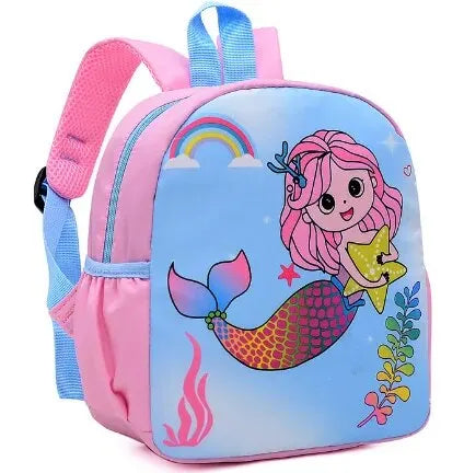 Cartoon ™ Cute Dinosaur/Mermaid Printed Schoolbags Trendy Waterproof Kindergarten Primary School Bookbag Student Backpack