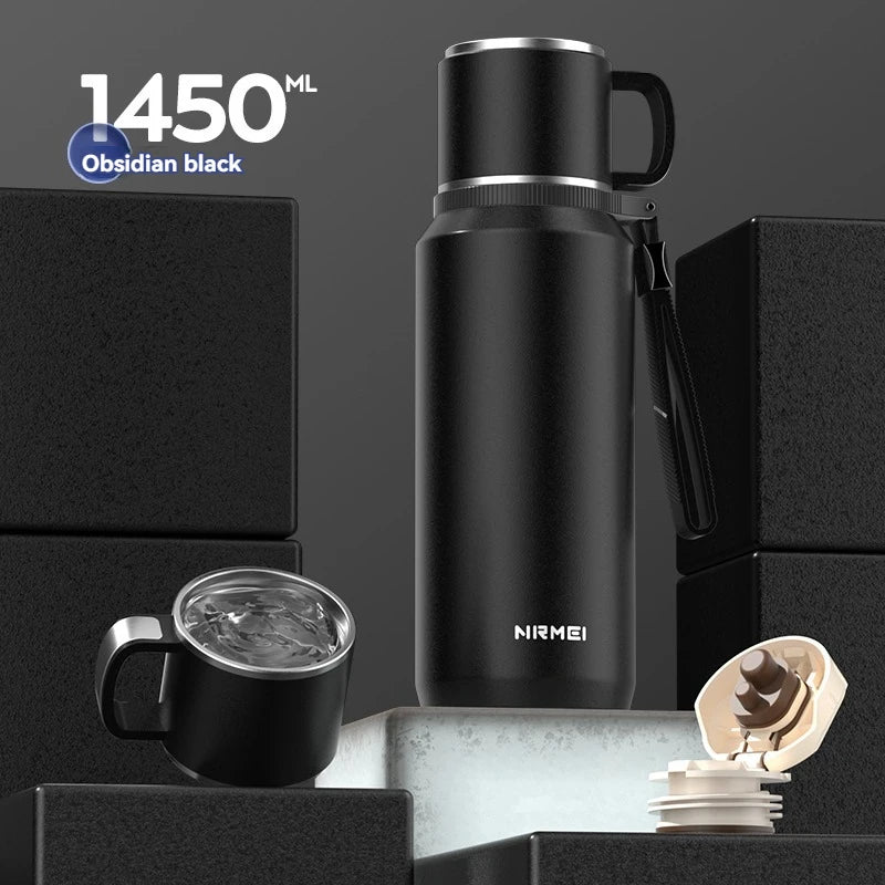 CUPGO™ |1.5L Thermos Water Bottle, Stainless Steel, Vacuum Flask, Perfect for Hot Coffee/Tea/Water, Heat Preservation Bottle, drinkware, Keeps Cold and Warm