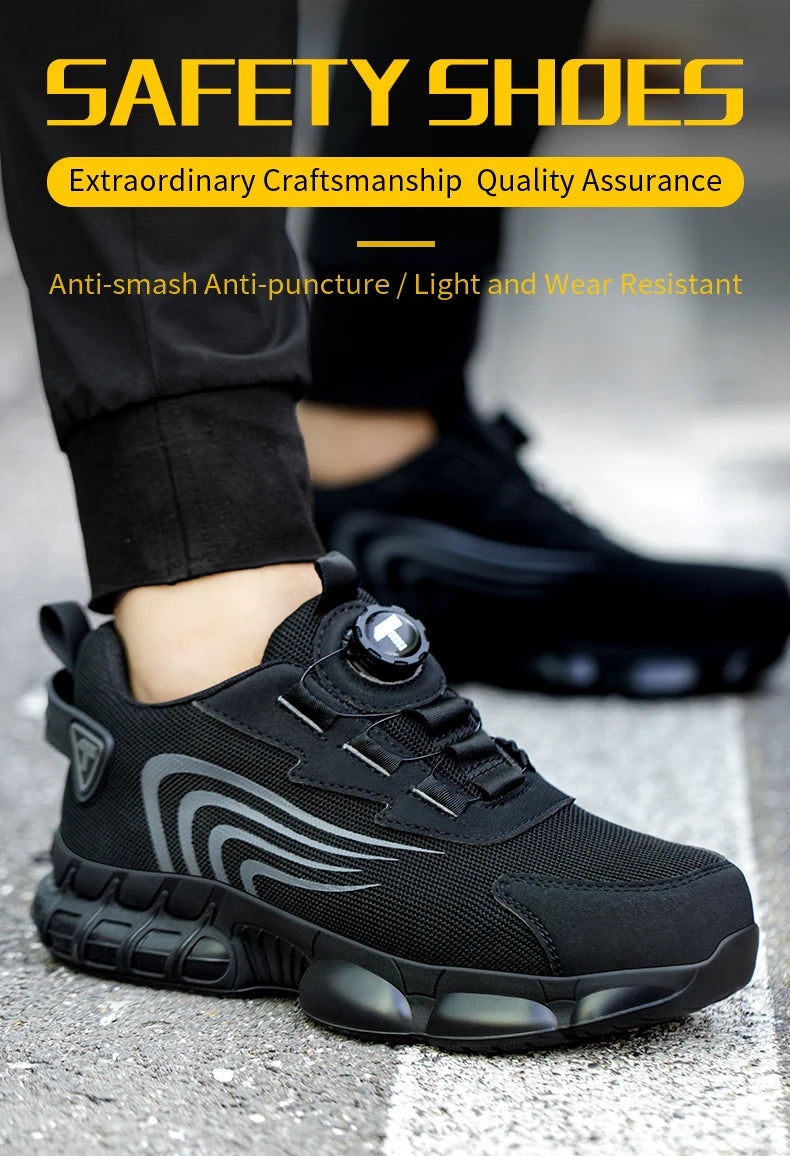 IRONSTEP™ | Men’s Rotary Button Work Shoes – Steel Toe, Anti-Puncture, Lightweight Sport-Style Footwear