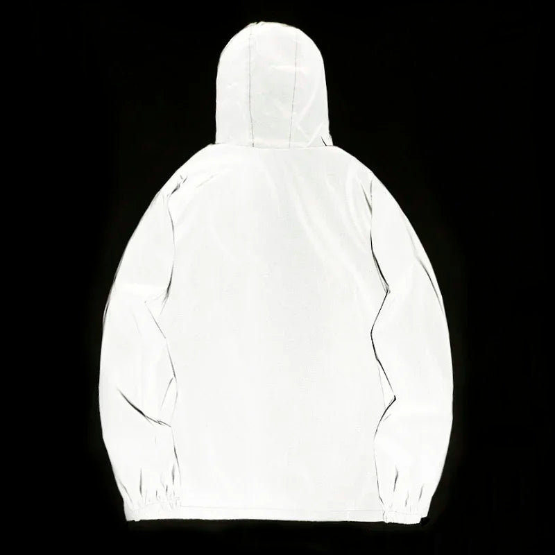 MIDNIGHT™ New Couple Night Reflective Clothing Solid Color Jacket Polyester Student Male Class Uniform Trendy Luminous Dancer Jacket