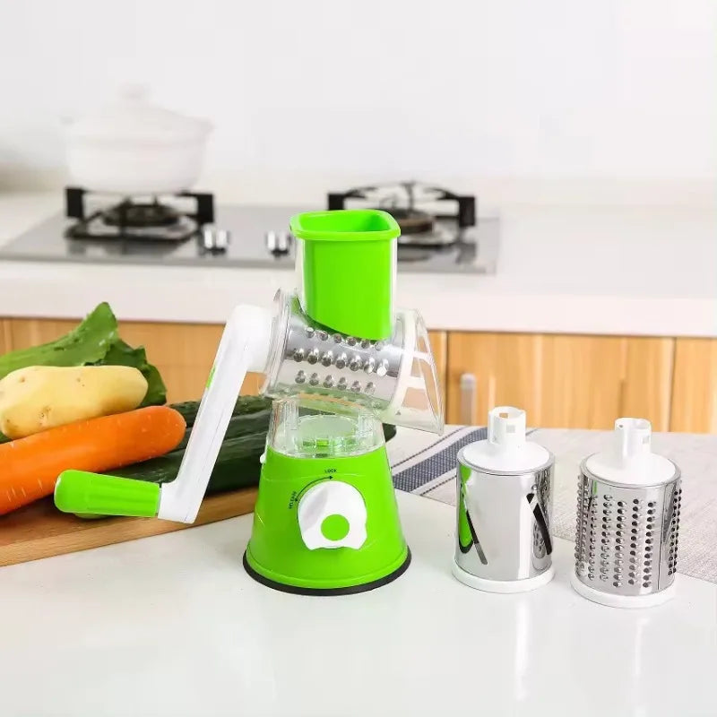 X Y Z ™ HOME   Rotary cheese Grater, Kitchen Shredder 3 in 1 Vegetable Slicer Manual Kitchen Accessories Grater for Vegetable Cutter Round Chopper Mandolin Shredder Potato Home Kitch.