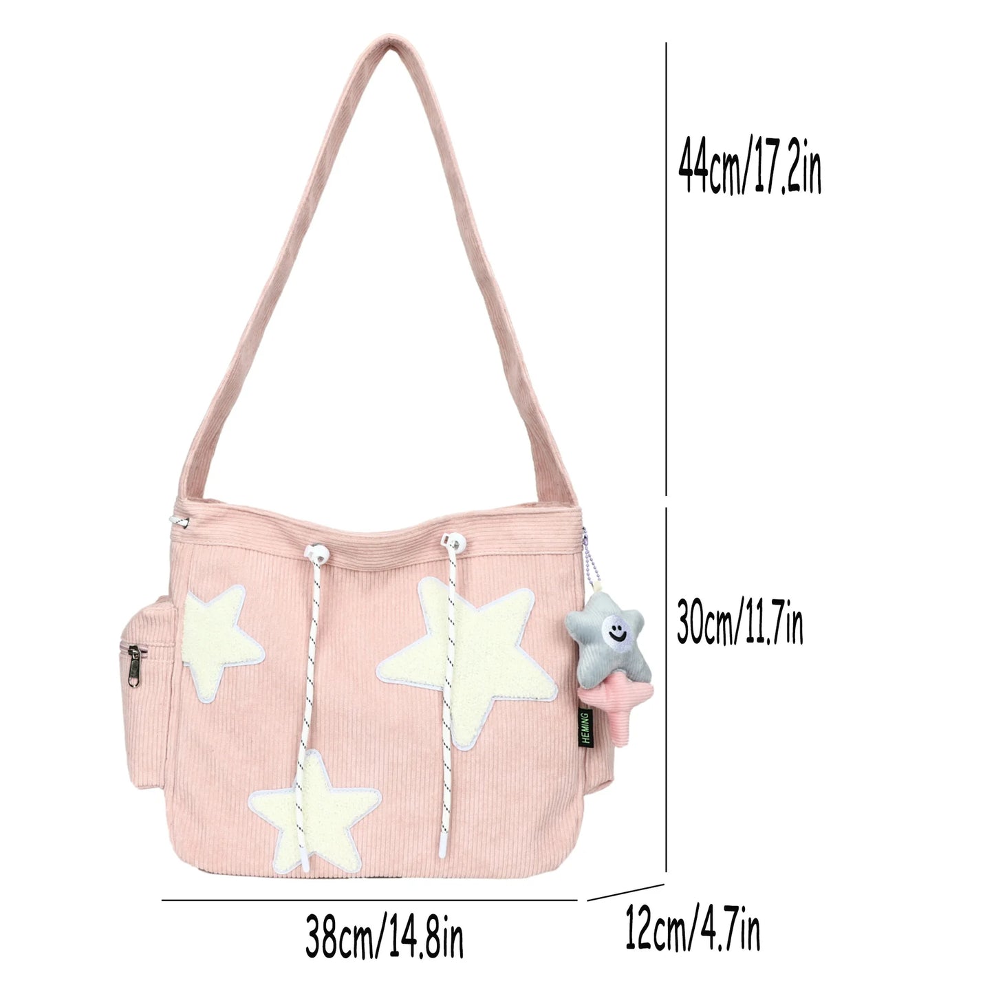 STARLOOM™ Simple Star Pattern Large Tote Bag, Corduroy Drawstring Shoulder Bag, Cute Tote Canvas Bag
