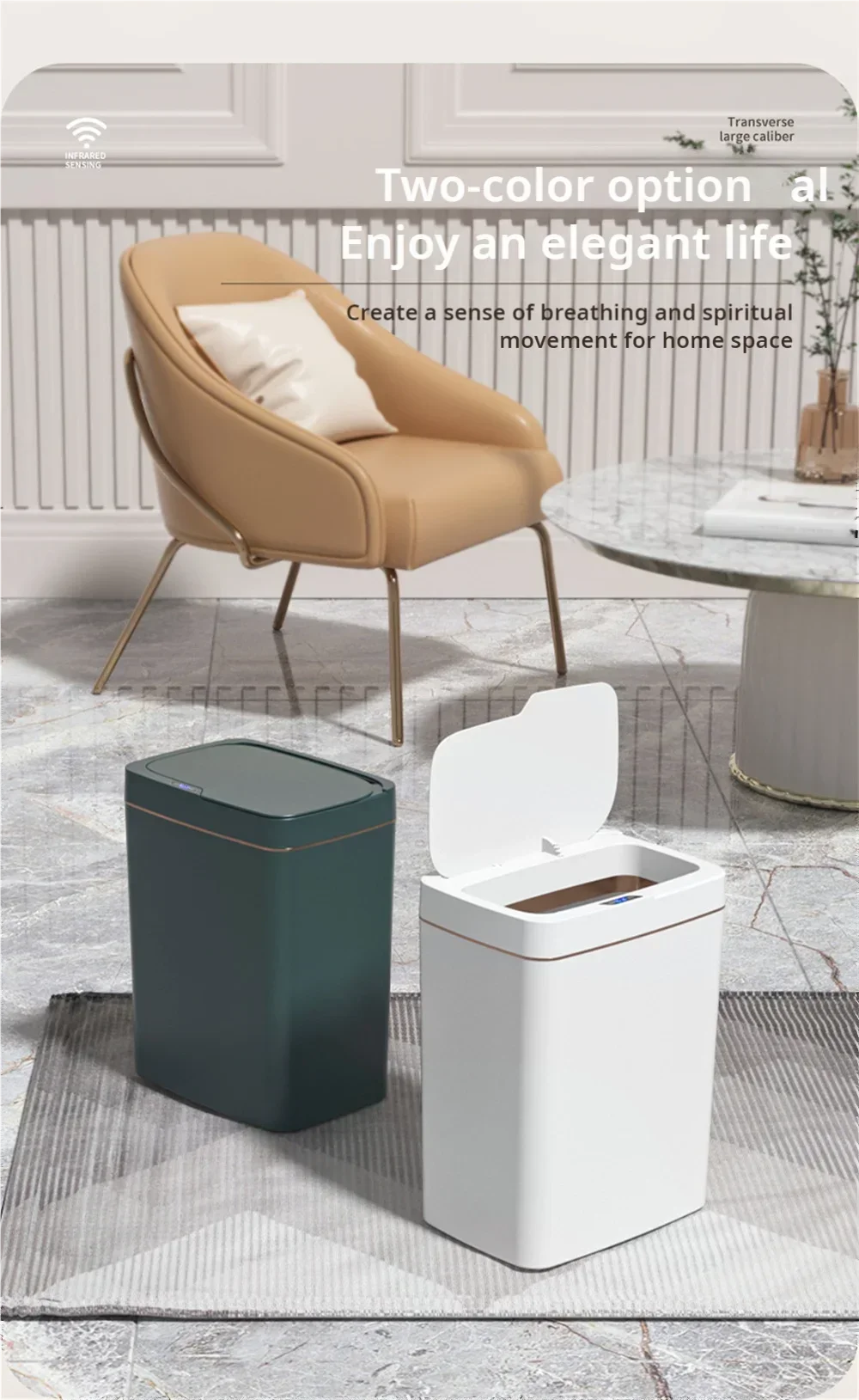 LZJV™ |15L NEW Smart Trash Can Automatically Open, Touch-Free Smart Sensor, Sensing Garbage Can and Waterproof, For Bathroom/Kitchen/Bedroom