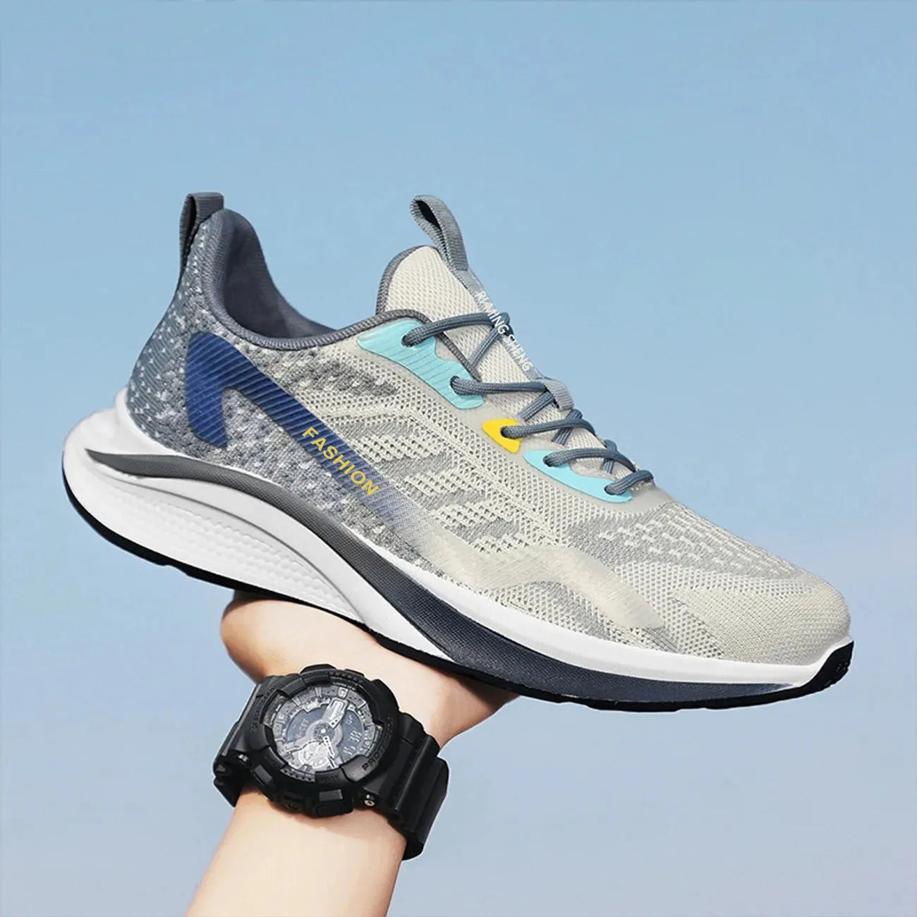 SHOOVI ™ Men's Casual Shoes Men's Fashionable All-Matching Sneakers Men's Shoes Flying Woven Breathable Mesh Cloth Shoes, Anti slip,